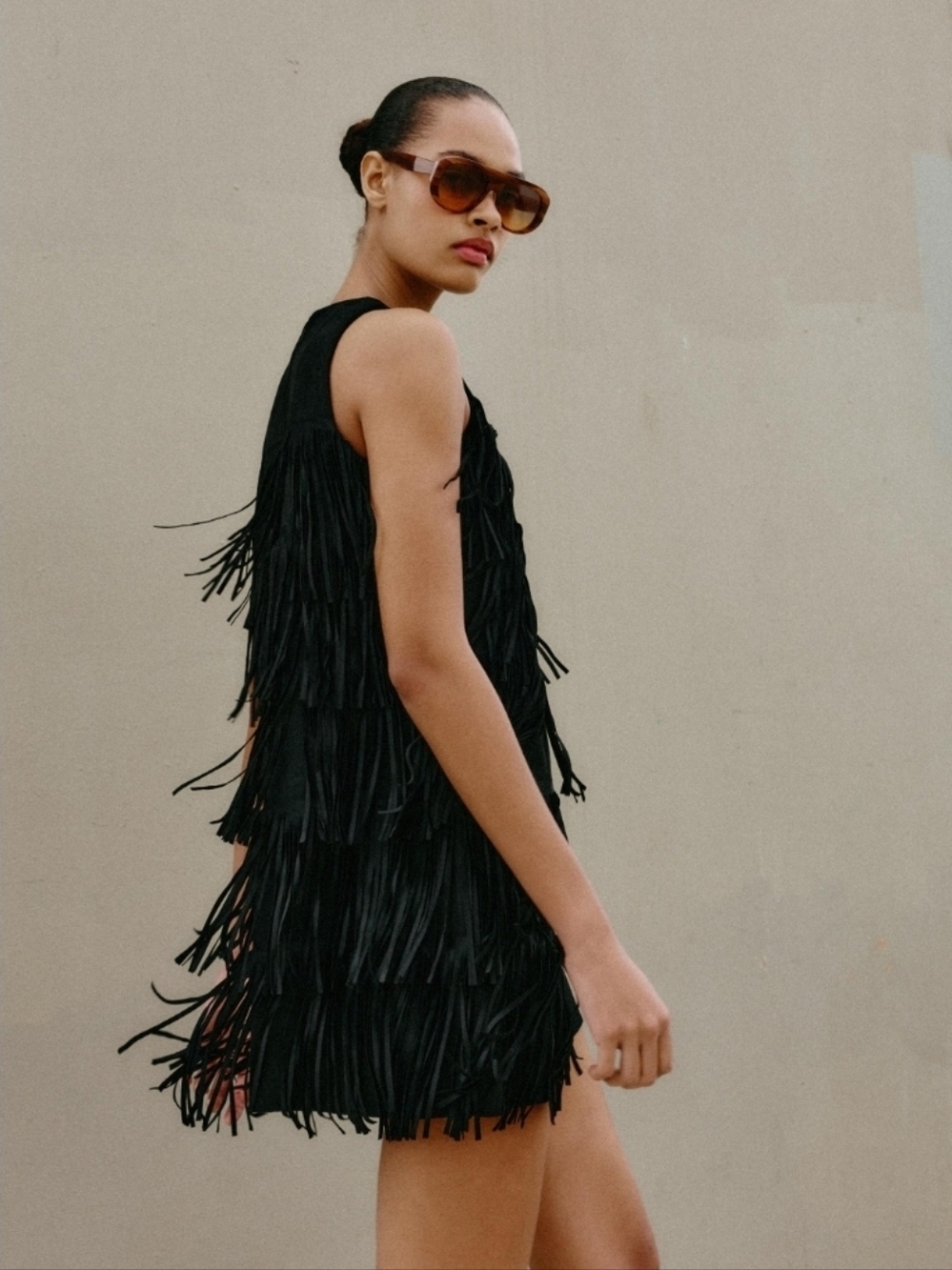 Forever 21 Black Layered Fringe Mini Dress